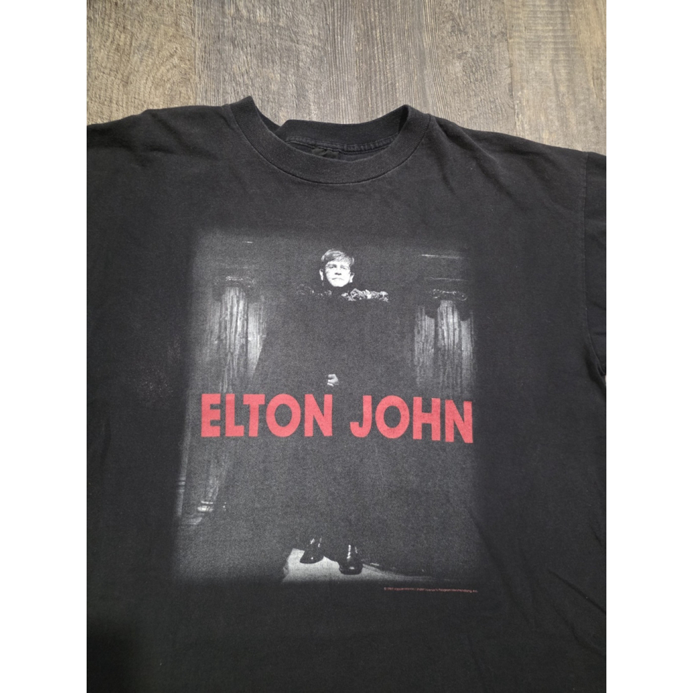 Vintage 1997 Elton John Poly gram Band Black Tee Shirt Size XL